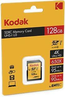 Actual product image Emtec KODAK SDHC Card Class 10 (128 GB, SDXC, U3, UHS-I)
