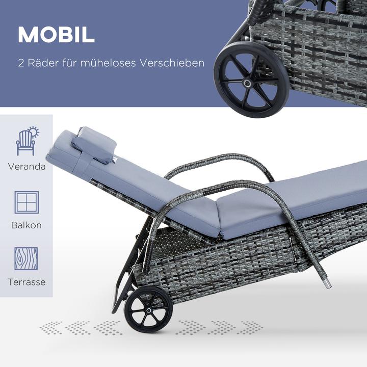 Produktbild Outsunny Rattan-Gartenliege als 3-teiliges Set (200 cm)