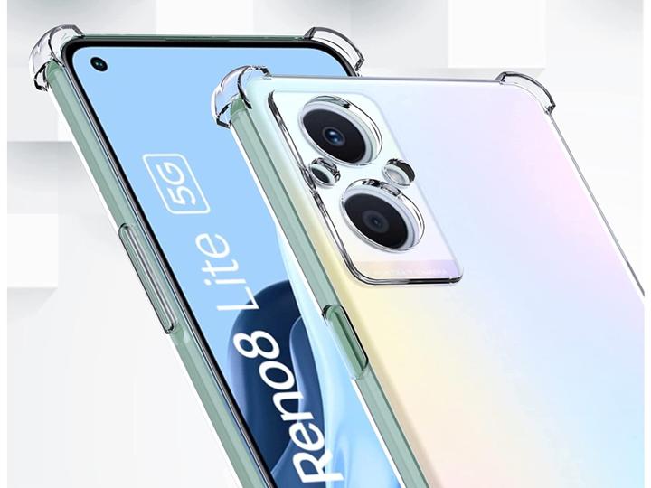 Productafbeelding Screenguard Oppo Reno8 Lite 5G Hoesje Kristal Zachte Airbag Bumper (Oppo Reno 8 Lite)