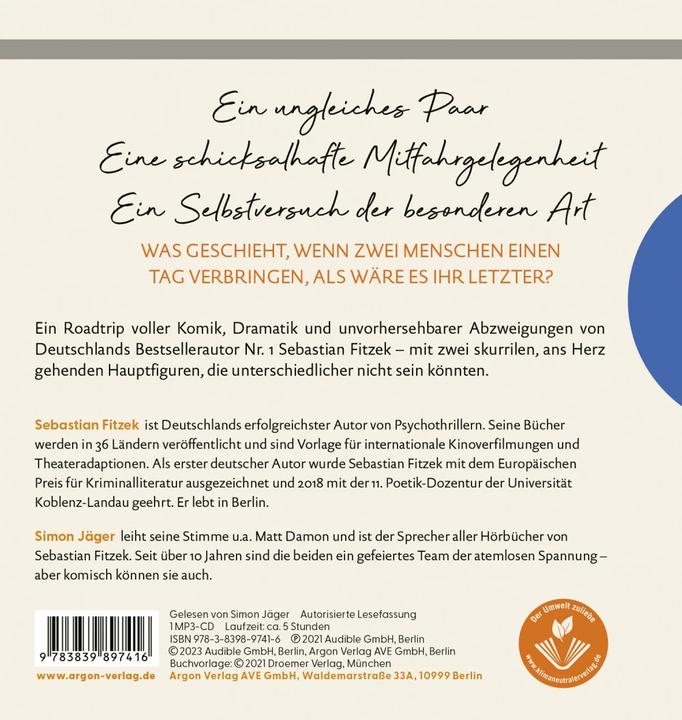 Produktbild Der erste letzte Tag (Sebastian Fitzek, Simon Jäger, Deutsch)
