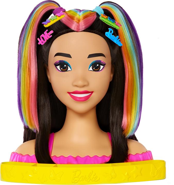 Actual product image Barbie Neon Rainbow Deluxe Styling Head - Black Hair