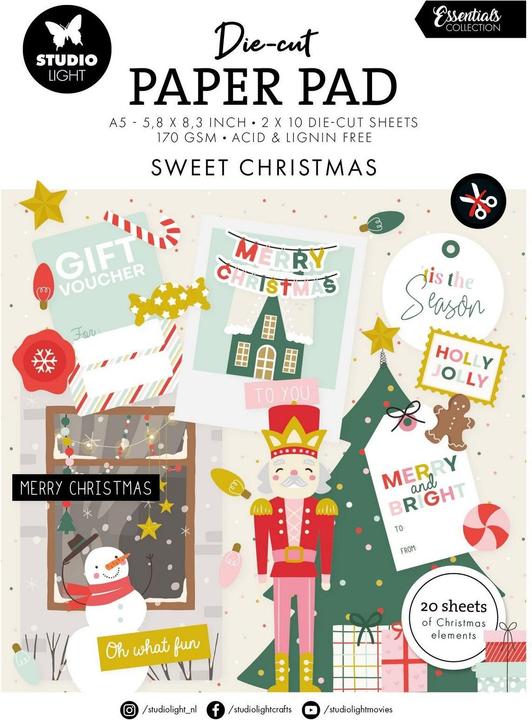 Immagine prodotto art by marlene Die-cut Tampone di carta "Sweet Christmas" 20 Foglie Essentials (170 g/m², 20 x)