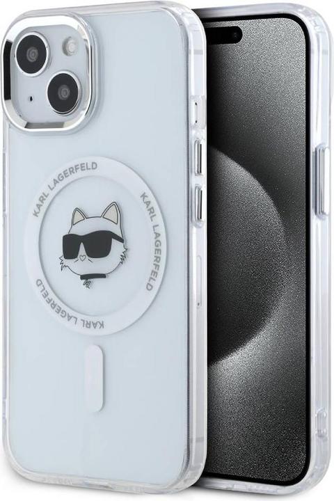 Immagine prodotto Karl Lagerfeld IML Choupette Head Metal Frame MagSafe Case per iPhone 15 Trasparente (Apple iPhone 15)