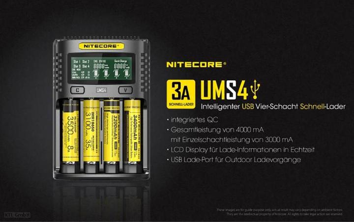 Actual product image Nitecore UMS4 USB quick charger (1 pcs., AAA, AA, Battery + charger)