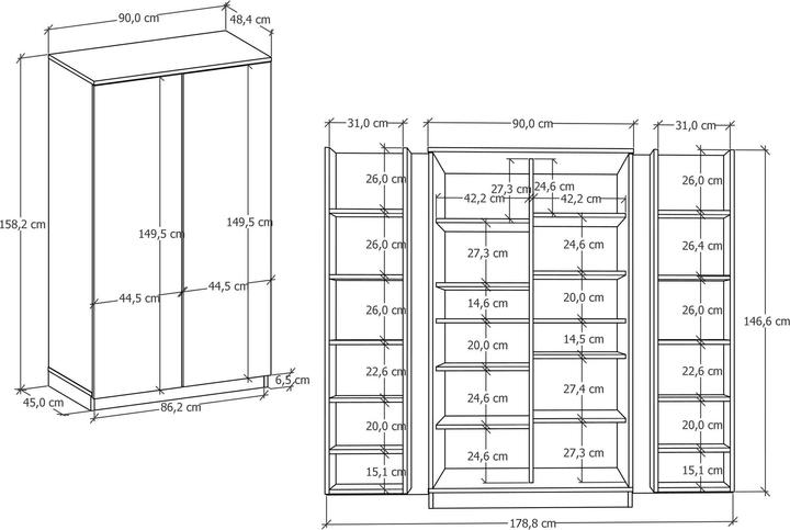 Nährwerte und Zutaten Skye Decor Paose (90 x 48.5 x 158.5 cm)