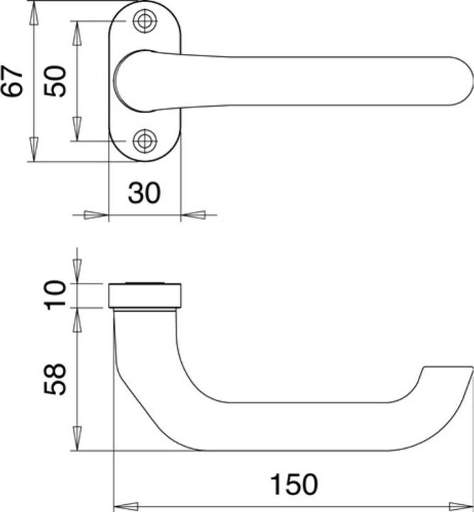Actual product image EDI Profile door handle aperture part 1308/0800 aluminium F1 oval 8 mm cranked (Door handle)
