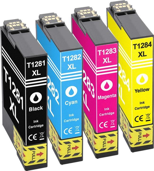 Image du produit Plutoos Epson T1281 T1282 T1283 T1284 Cartouche XXL compatible, jeu de 4 couleurs