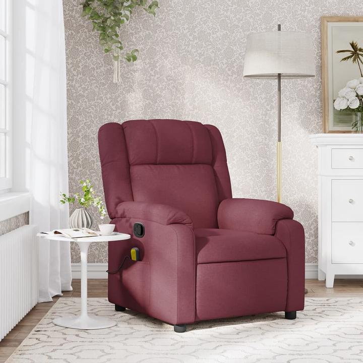 Actual product image VidaXL Massage chair wine red fabric,Colour: Wine red,Material: Fabric