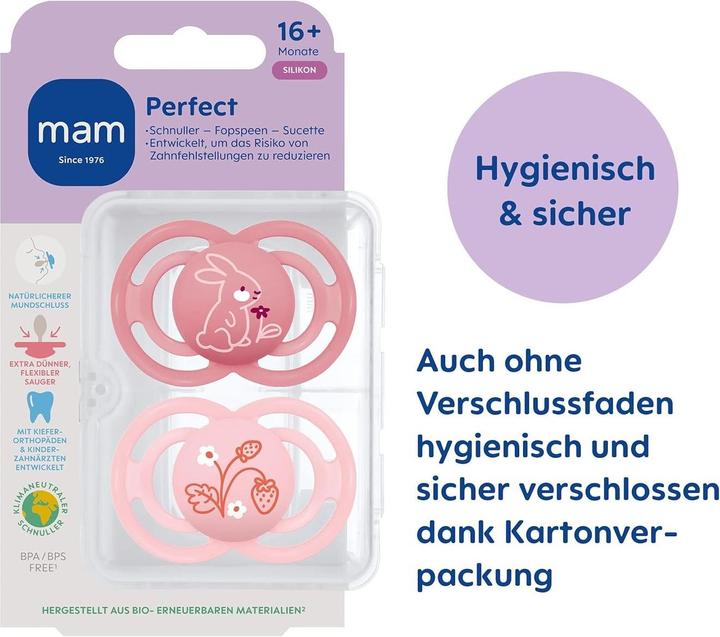 Immagine prodotto MAM Succhietto perfetto in silicone 2 pezzi, a partire da 16 mesi (2 x, a partire da 16 m.)
