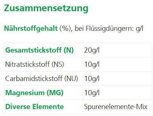 Nährwerte und Zutaten Hauert Pflanzenkur (0.60 kg, 0.50 l)