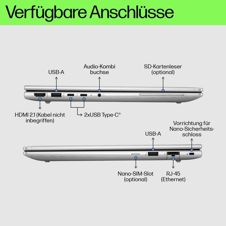 Produktbild HP EliteBook 630 13.3 inch G11 Notebook PC, Intel Core Ultra 5, 33,8 cm (13.3"), 1920 x 1200 Pi (13.30", 16 GB, 512 GB, DE)