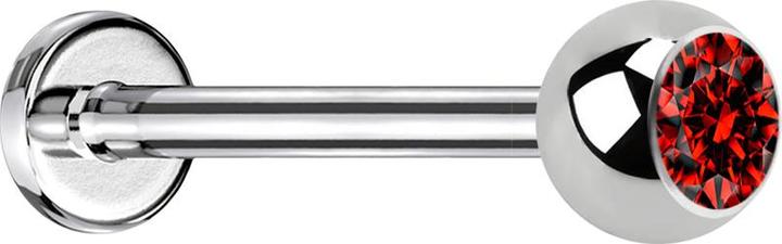 Immagine prodotto Star Piercing Micro Labret argento con sfera e cristallo rosso (Acciaio chirurgico 316L, senza ottone)