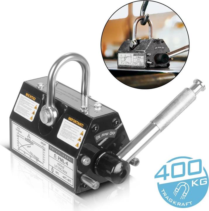 Image du produit Stahlwerk Aimant de levage avec 400 kg 880 lbs de capacité 1280 kg 2821 lbs de traction (400 kg)