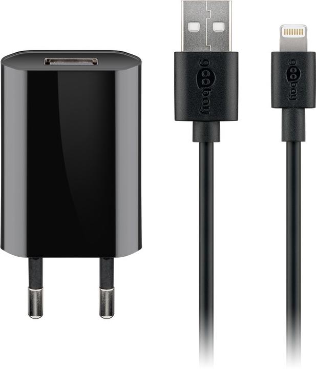 Actual product image Goobay USB A Charger Slim with Apple Lightning Cable (5 W)