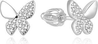 Actual product image Beneto Charming silver earrings with zircons Butterflies AGUP2057S
