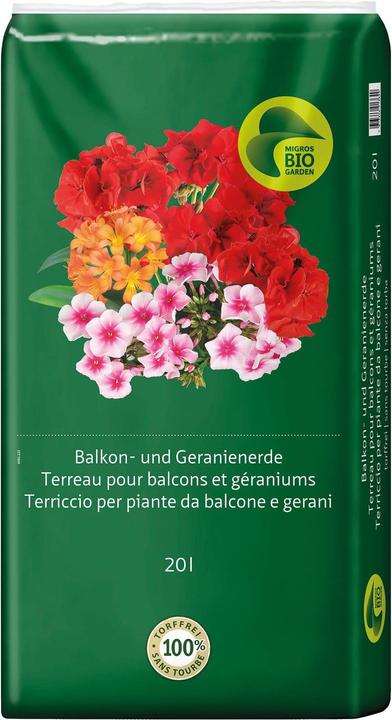 Immagine prodotto Migros-Bio Garden Terriccio per pianta da balcone e gerani (20 l, Terriccio senza torba)