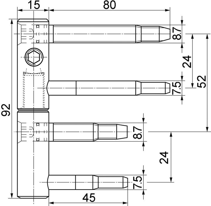 Actual product image Sassba Door hinges 11 R-15x92-EI30