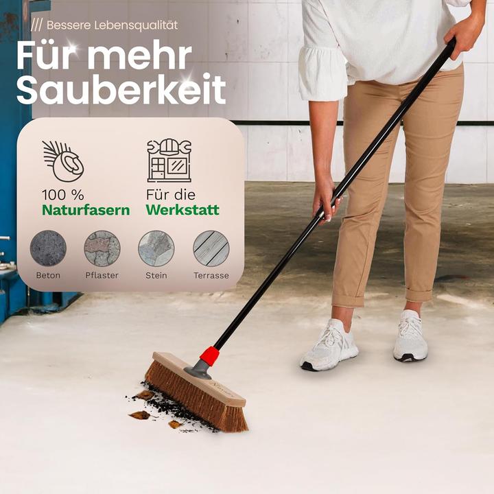 Immagine prodotto Novaliv Kokosbesen 40 cm mit Teleskopstiel Kokosborsten inkl. Kehrgarnitur verzinkt mit Gummilippe b (1 pz.)