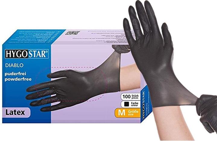 Actual product image Hygostar Latex glove ""DIABLO"", S, black, powder-free Length: 240 mm, for allergy sufferers, food-safe, r (S)