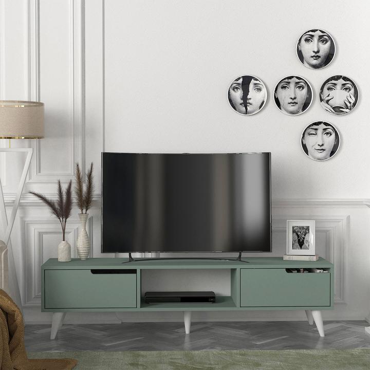 Produktbild En.Casa Fernsehschrank Kullila 160x35x40 cm Grün/Weiss (160 x 35 x 40 cm)