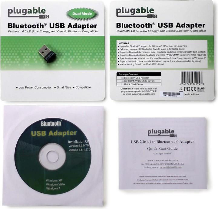 Plugable USB Bluetooth 4.0 Micro Adapter (Transmitter & Receiver)