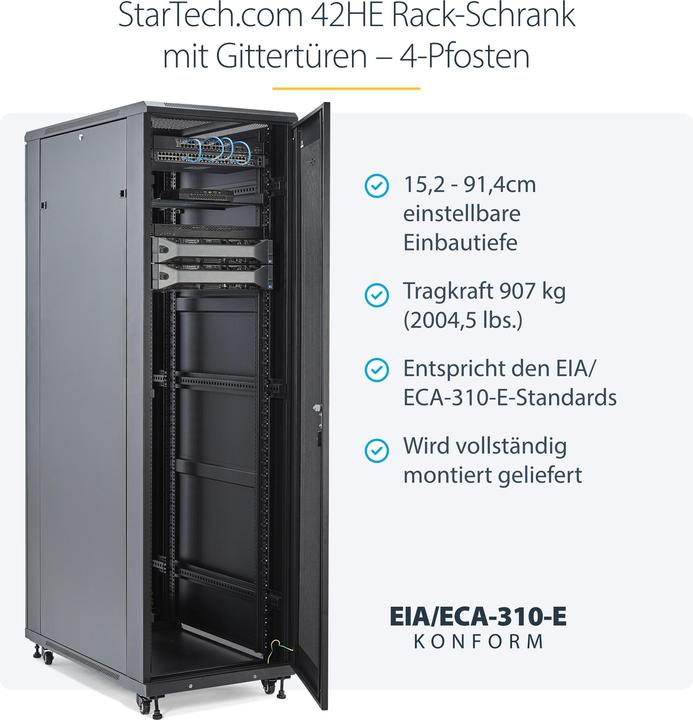 Actual product image StarTech Mount Your Server Or Networking Equipment In This 42u Server Cabinet - 42u Rack (42 RU, 19 inch rack)