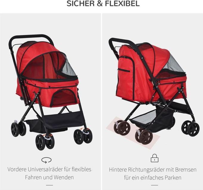 Immagine prodotto Swisshandel24 Passeggino per cani Passeggino per cani di piccola taglia e gatti Passeggino per animali Passeggino (Gatto, Cane, Pieghevole)