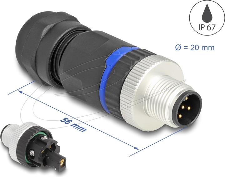 Immagine prodotto Delock Connettore a spina M12 Spina a 5 pin con codice A per il montaggio