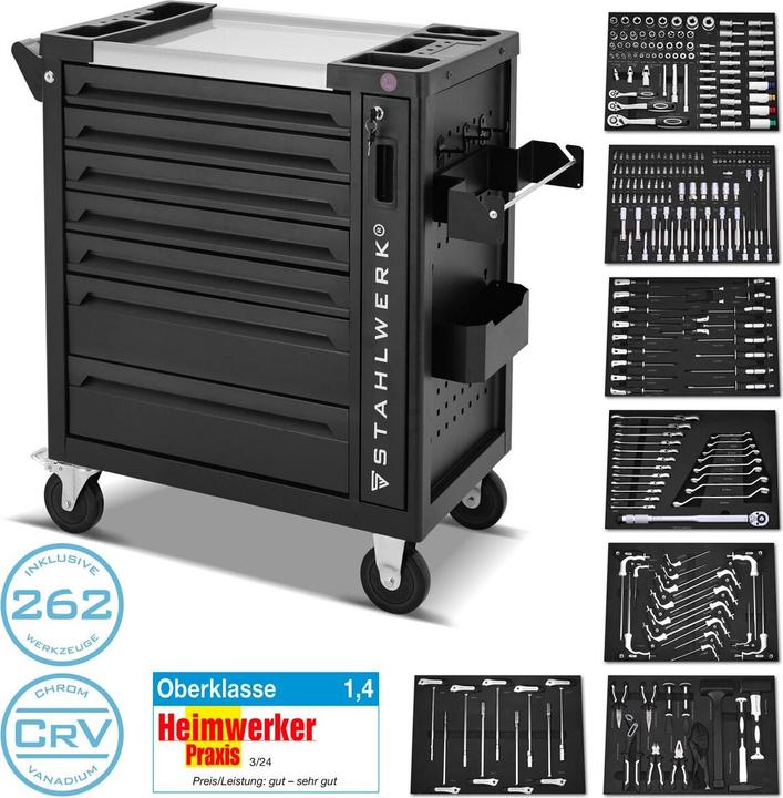 Image du produit Stahlwerk Chariot d'atelier PHOENIX Chariot à outils Chariot de montage 262 outils CrV (262 x)