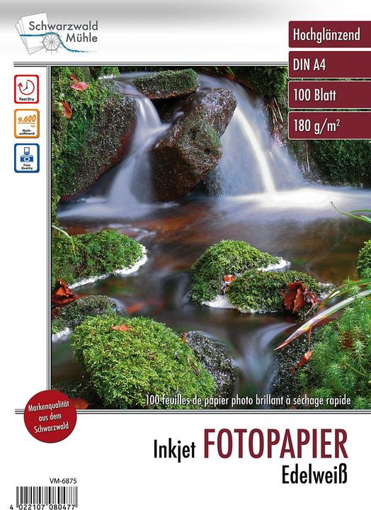 Produktbild Schwarzwald Mühle Hochglanz-Fotopapier "Edelweiss" (180 g/m², A4, 100 x)
