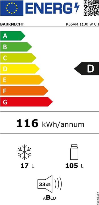 Energy Label Bauknecht K55VM (122 l)