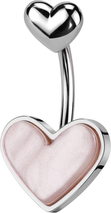 Immagine prodotto Star Piercing Banana in argento con due cuori in argento e madreperla rosa (Ottone, Organico, Acciaio chirurgico 316L)