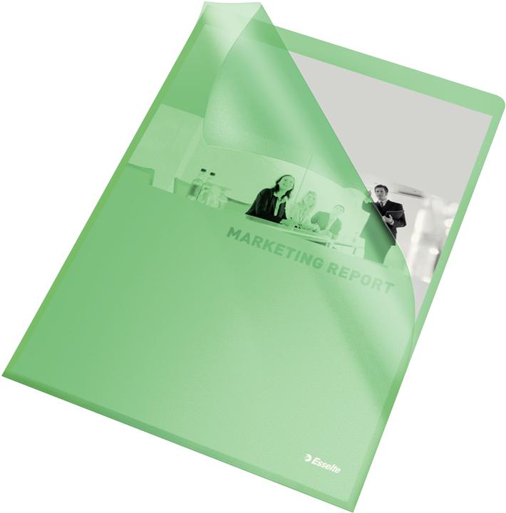 Produktbild Leitz Esselte Sichthüllen Standard, DIN A4, PP, grün, 0,12 mm oben und seitlich offen, dokumentenecht (A4, 100 x)