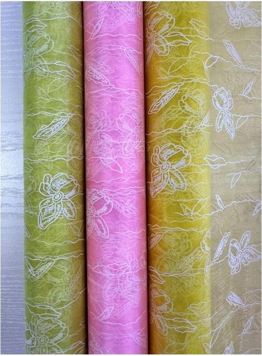 Produktbild GuGus Dekostoff "Organza" gerollt und geschnitten hellgrün Schmetterlingdruck 36cm x 300cm