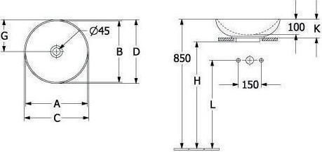 Produktbild Villeroy & Boch V&B Aufsatzwaschtisch LOOP & FRIENDS mit ÜL d= 420mm we (420 mm, 420 mm)