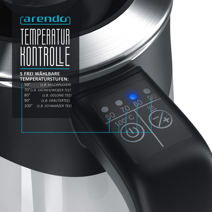 Actual product image Arendo Wasserkocher mit Temperatureinstellung & Warmhaltefunktion (0.50 l, EU plug)