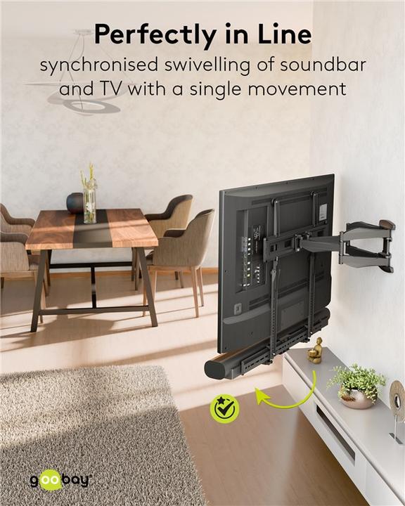 Immagine prodotto Goobay Supporto per soundbar per televisori (1 pz., Installazione a parete, Regolabile in altezza)