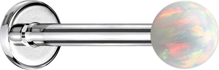 Actual product image Star Piercing Micro Labret silver with ball Opal white (without brass, Surgical steel 316L)