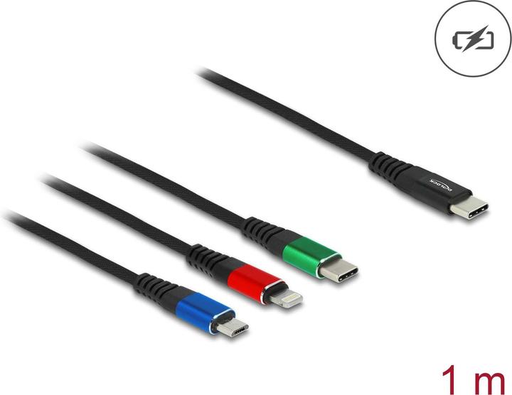 Delock USB charging cable USB C - Lightning/Micro USB B/USB C 1 m (1 m, USB 2.0)