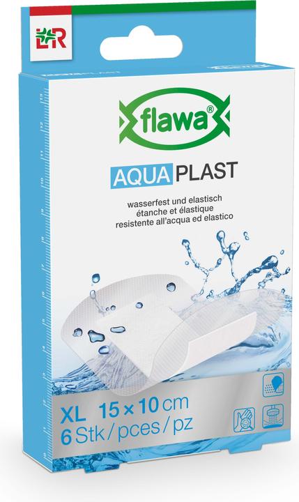 Actual product image Flawa Aqua Plast plaster strips 10x15cm waterproof (6 x)