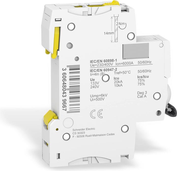 Image du produit Schneider Electric Acti9 iC60N MCB 1 pôle 6A Courbe B