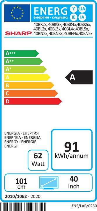 Energie-Label Sharp 40BL5EA (40", LCD, 4K, 2019)