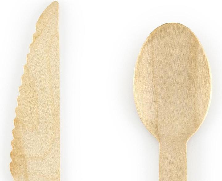 Actual product image Partydeco Wooden Cutlery Light Blue (18 x)