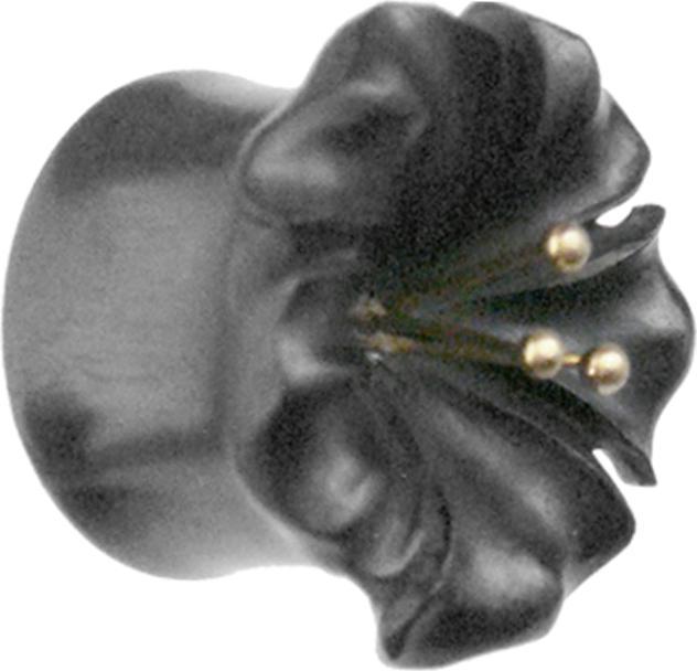 Produktbild Star Piercing Flared Plug Blüte aus Arang Holz (Organisch, Messing)