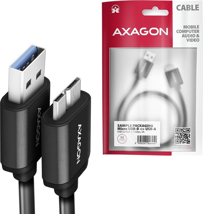 Immagine prodotto Axagon BUMM3-AM10AB Cavo Micro-B USB a USB-A 3.2 Gen 1 (1 m, USB 3.2 Gen 1)