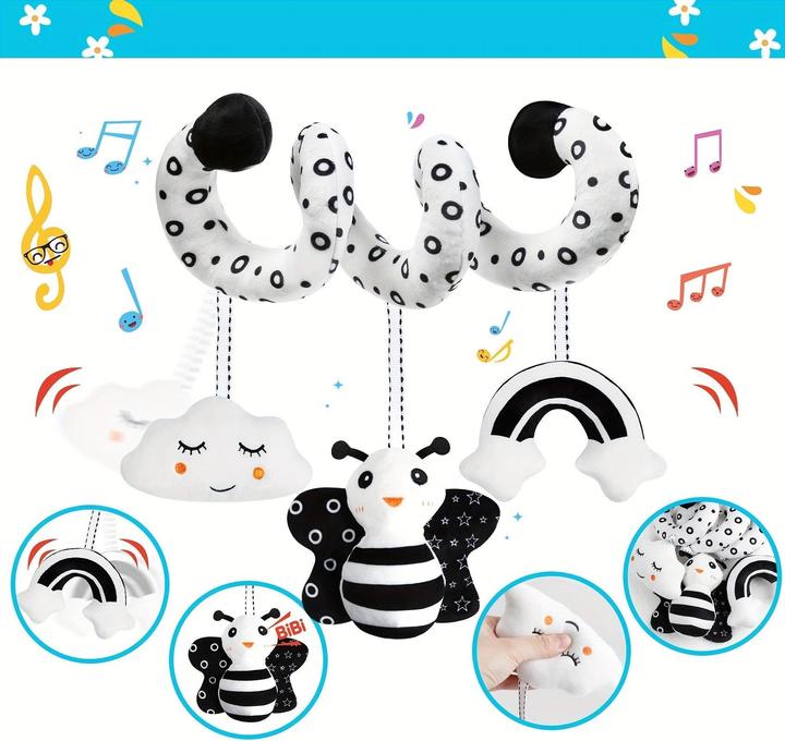 Actual product image Activity Board Baby car seat toy, baby spiral hanging pram, black and white high contrast