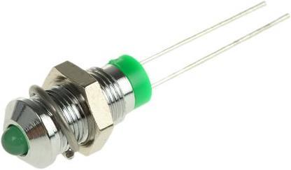 Produktbild Rs Pro LED erhaben 6mm chrom Lötpins 2Vdc grün