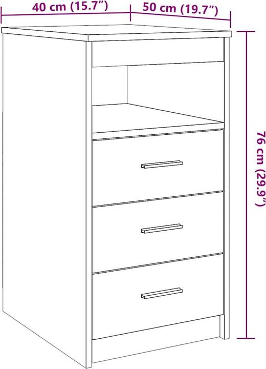 Produktbild VidaXL Schubladenschrank Artisan-Eiche 40x50x76 cm Holzwerkstoff (40 x 50 x 76 cm)