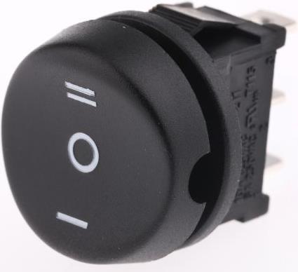 Actual product image Rs Pro SPDT round rocker switch, I-O-II marking
