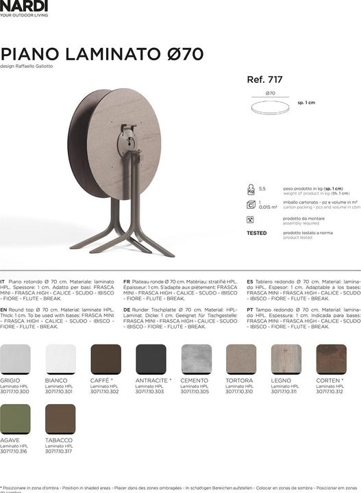 Immagine prodotto Nardi P. LAMINATO DIAM.70 (70 x 70 cm)